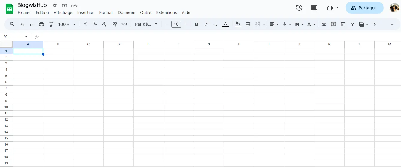 Google sheets Vierge